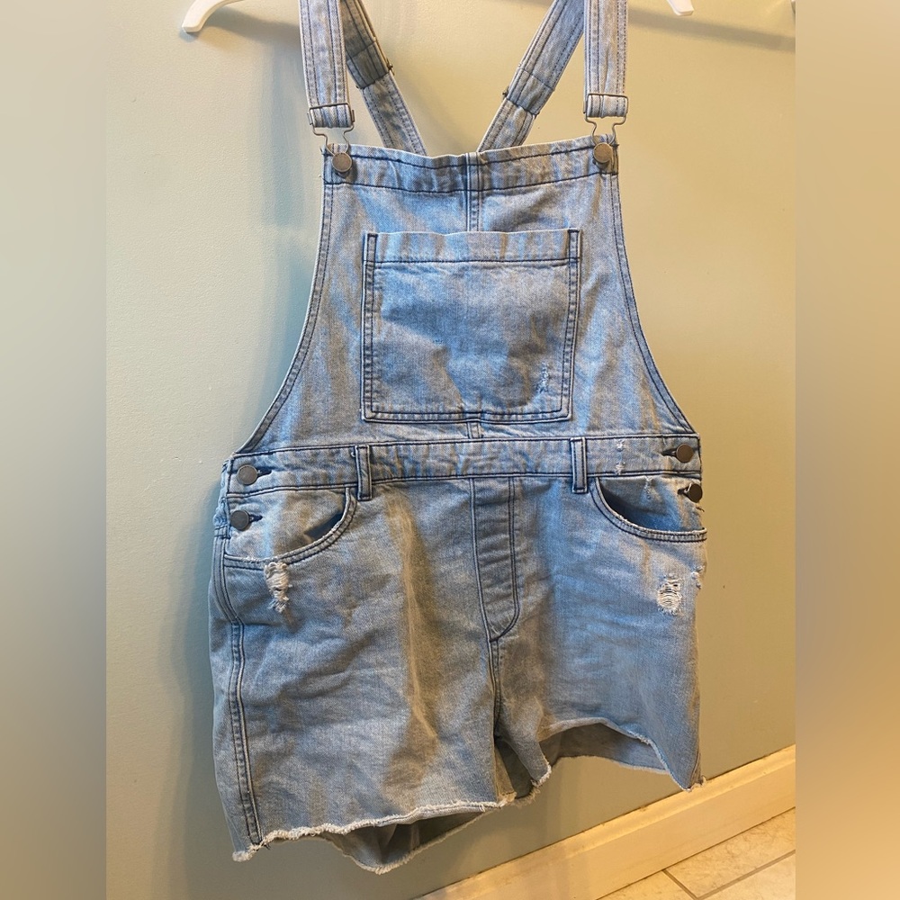 Denim overall shorts
